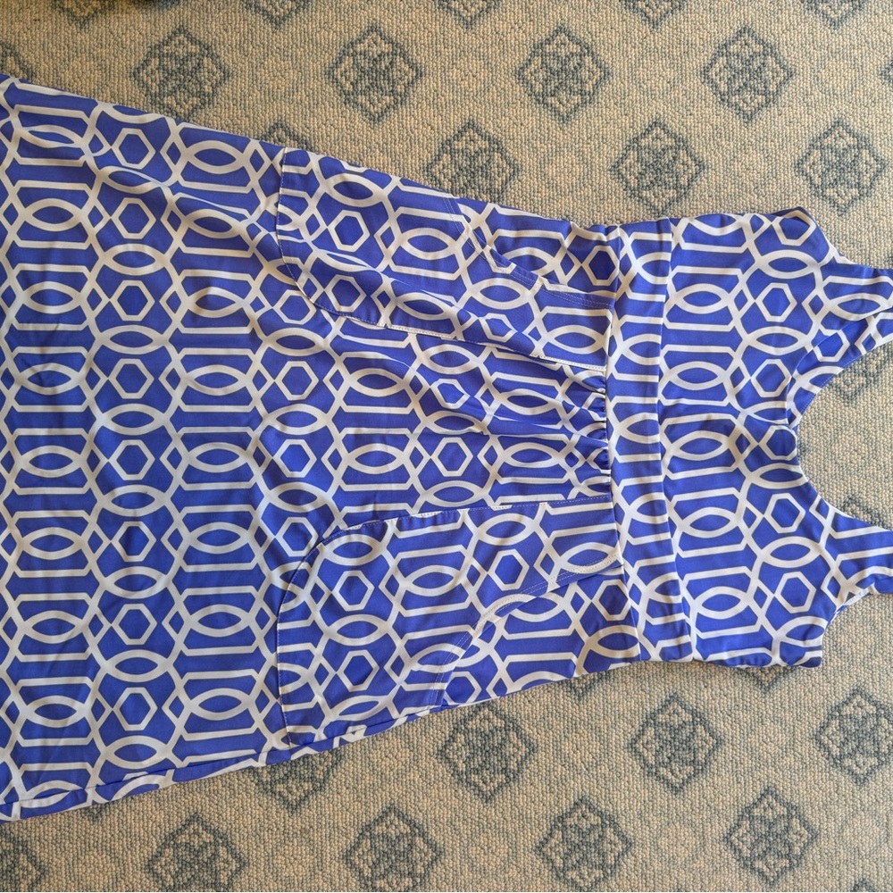 Geometric Blue and White Women's Skirt